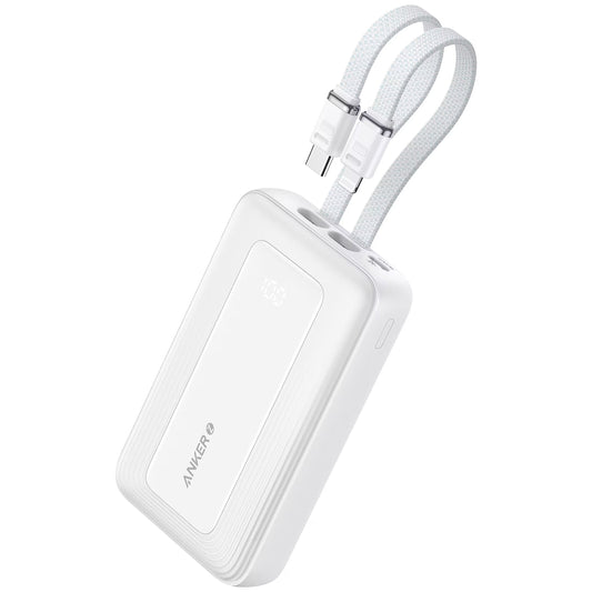 Baterie Externa Anker PowerCore, 20000mAh, 30W, QC + PD, 1 x Lightning - 1 x USB-A - 2 x USB-C, Alba A1681H21