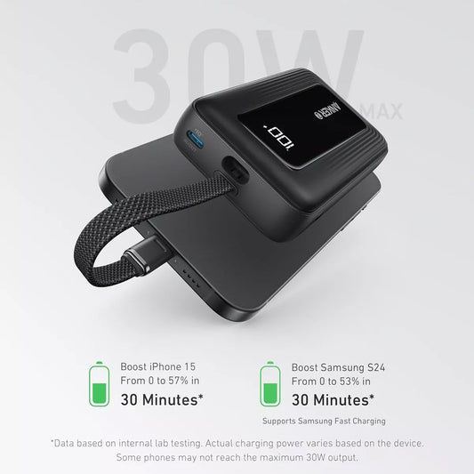 Baterie Externa Anker Zolo, 20000mAh, 30W, QC + PD, 1 x USB-A - 2 x USB-C, Neagra, Resigilata A1689H11