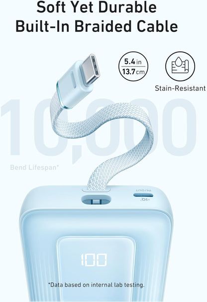 Baterie Externa Anker Zolo, 10000mAh, 30W, QC + PD, 1 x USB-A - 2 x USB-C, Albastra A1688031