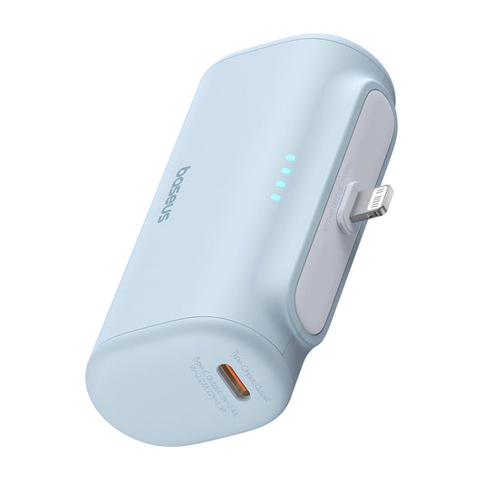 Baterie Externa Baseus Compact, 5000mAh, 20W, PD, 1 x Lightning - 1 x USB-C, Albastra P10068307313-00