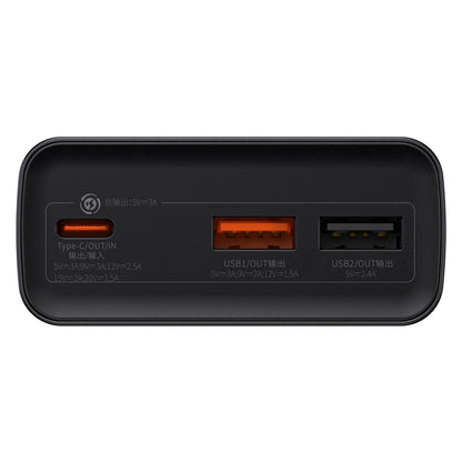 Baterie Externa Baseus Adaman, 20000mAh, 30W, QC + PD, 1 x USB-C - 2 x USB-A, Neagra PPAD030001