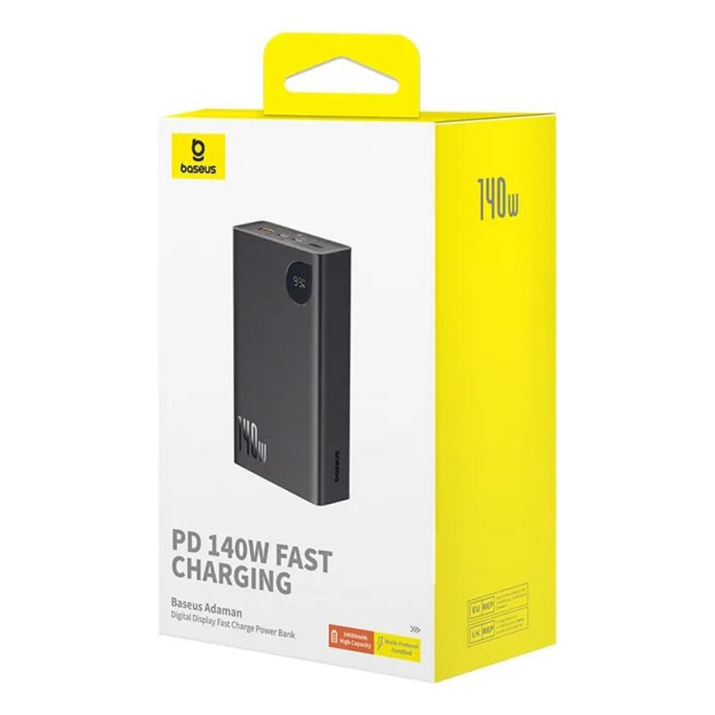 Baterie Externa Baseus Adaman, 24000mAh, 140W, QC + PD, 1 x USB-C - 2 x USB-A, Neagra P10021508113-00