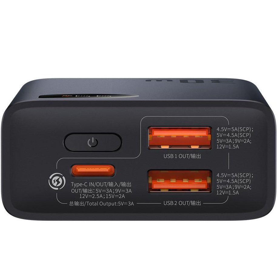 Baterie Externa Baseus Adaman2, 10000mAh, 30W, QC + PD, 1 x USB-C - 2 x USB-A, Neagra PPAD040101