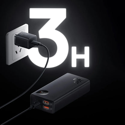 Baterie Externa Baseus Adaman2, 10000mAh, 30W, QC + PD, 1 x USB-C - 2 x USB-A, Neagra PPAD040101