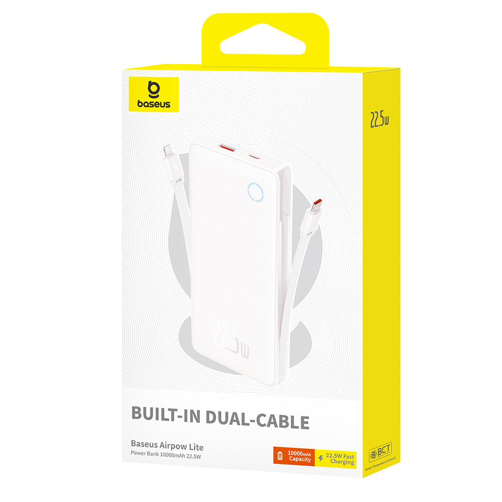 Baterie Externa Baseus Airpow Lite, 10000mAh, 22.5W, QC + PD, 1 x Lightning - 1 x USB-A - 2 x USB-C, Alba P10067501213-00