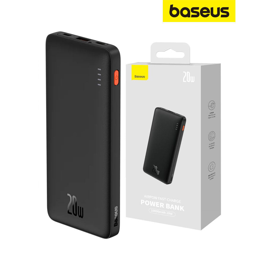 Baterie Externa Baseus Airpow, 10000mAh, 20W, QC + PD, 1 x USB-A - 1 x USB-C, Neagra PPQD090001