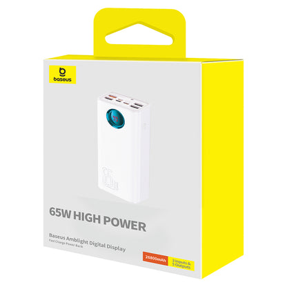 Baterie Externa Baseus Amblight Digital Display, 26800mAh, 65W, QC + PD, 1 x USB-C - 4 x USB-A, Alba P10022402223-00