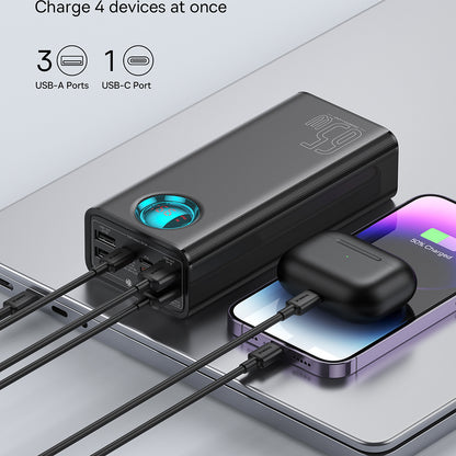 Baterie Externa Baseus Amblight Digital Display, 26800mAh, 65W, QC + PD, 1 x USB-C - 4 x USB-A, Neagra P10022402113-00