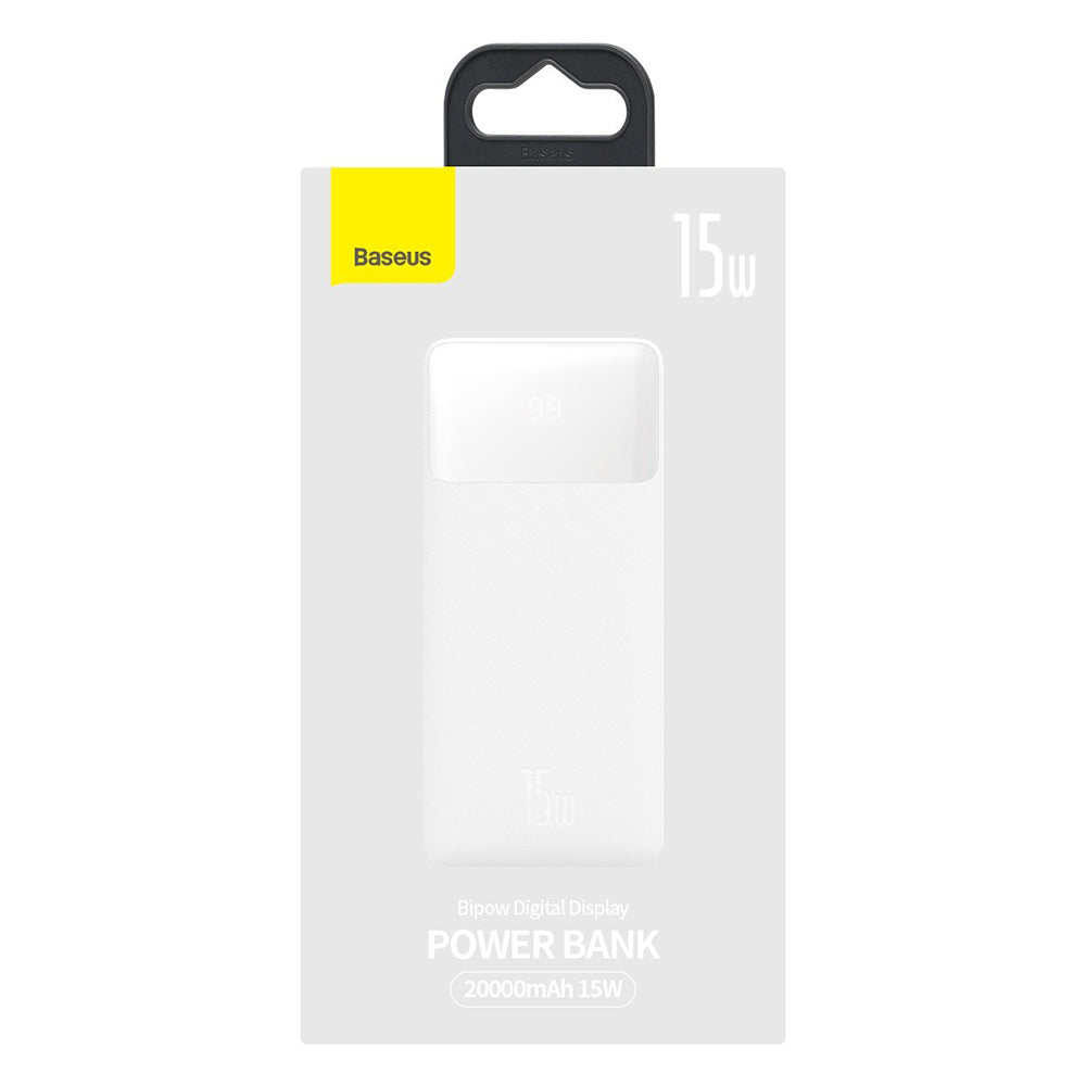 Baterie Externa Baseus Bipow, 20000mAh, 15W, 1 x USB-C - 2 x USB-A, Alba PPBD050102