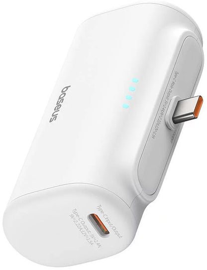 Baterie Externa Baseus Compact, 5000mAh, 20W, PD, 2 x USB-C, Alba P10068306213-00