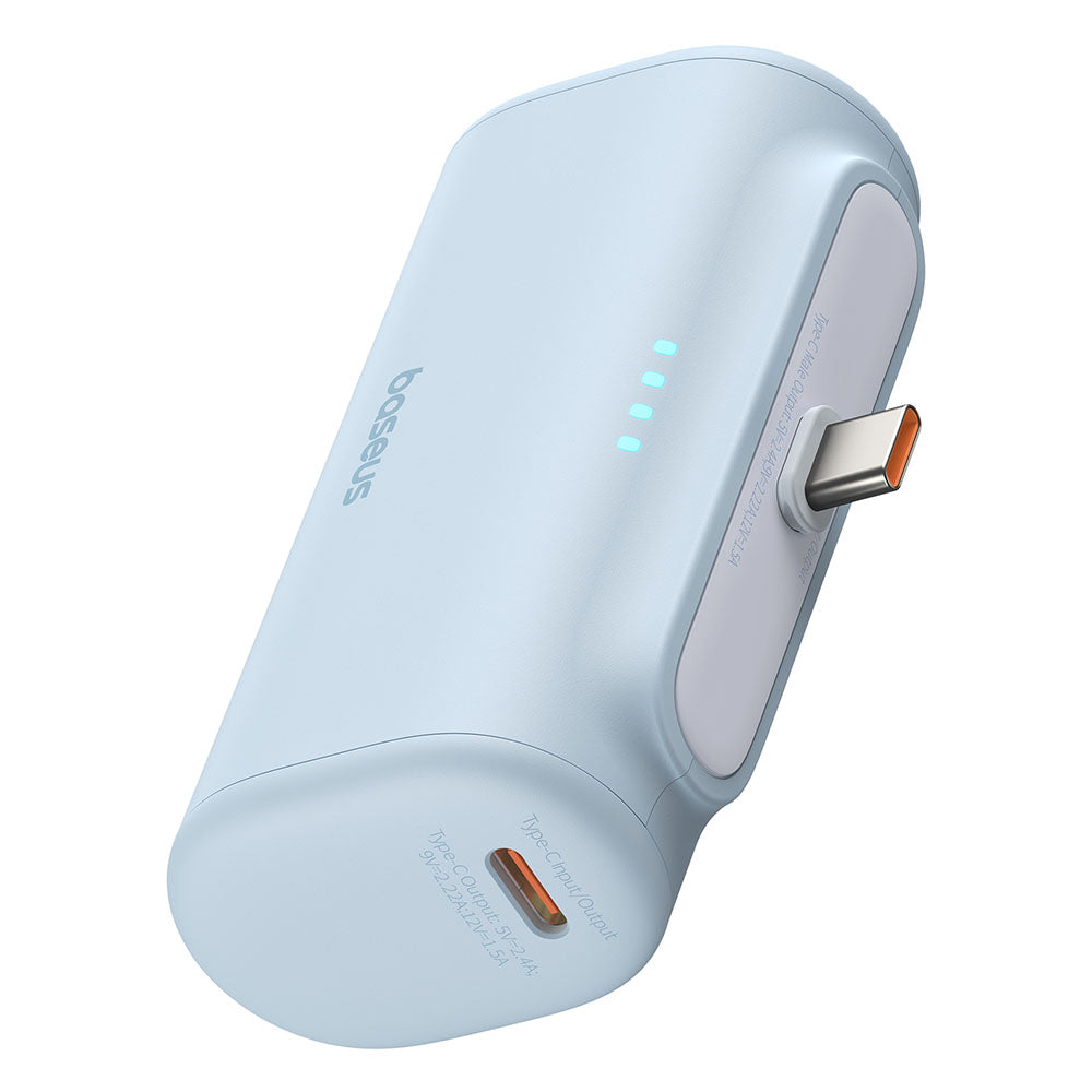 Baterie Externa Baseus Compact, 5000mAh, 20W, PD, 2 x USB-C, Albastra P10068306313-00