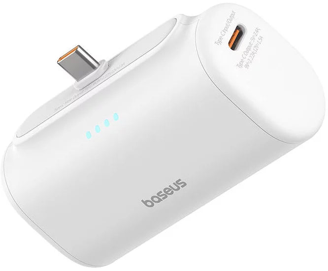 Baterie Externa Baseus Compact, 5000mAh, 20W, PD, 2 x USB-C, Alba P10068306213-00