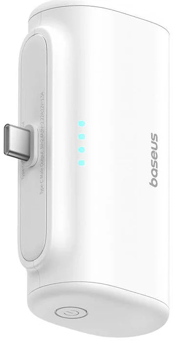Baterie Externa Baseus Compact, 5000mAh, 20W, PD, 2 x USB-C, Alba P10068306213-00