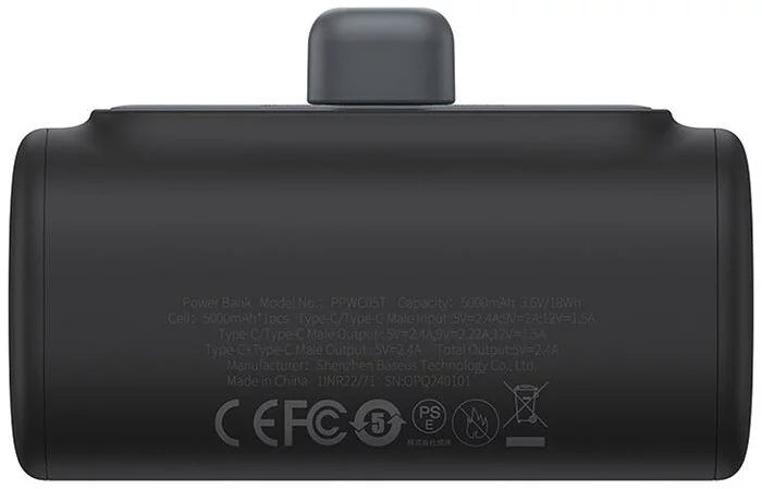 Baterie Externa Baseus Compact, 5000mAh, 20W, PD, 2 x USB-C, Neagra P10068306113-00
