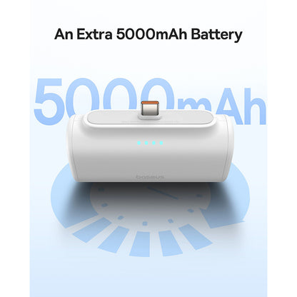 Baterie Externa Baseus Compact, 5000mAh, 20W, PD, 1 x Lightning - 1 x USB-C, Alba P10068307213-00