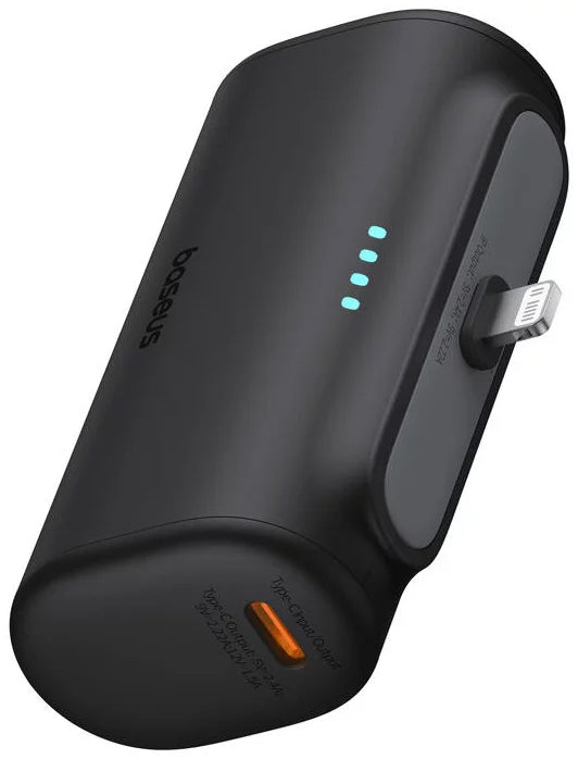 Baterie Externa Baseus Compact, 5000mAh, 20W, PD, 1 x Lightning - 1 x USB-C, Neagra P10068307113-00