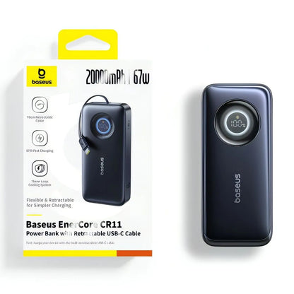 Baterie Externa Baseus EnerCore CR11, 20000mAh, 67W, PD, 2 x USB-C, Neagra E0027H00