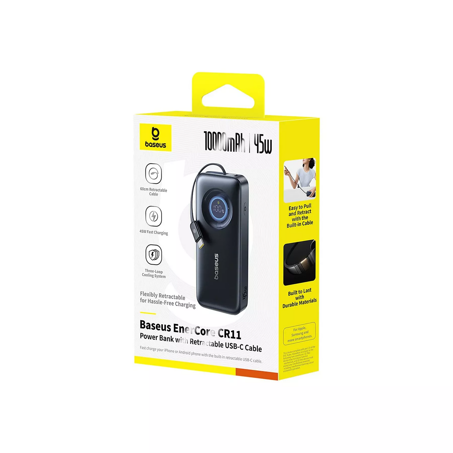 Baterie Externa Baseus EnerCore CR11, 10000mAh, 45W, PD, 2 x USB-C, Neagra E0027G01