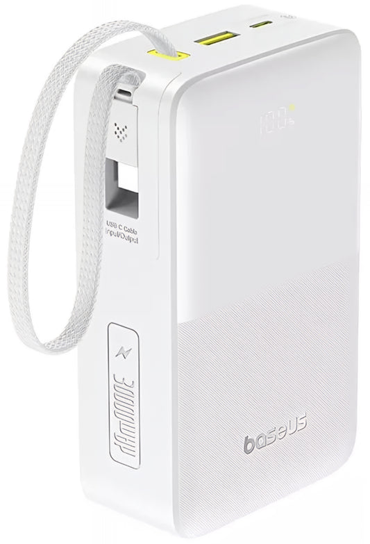 Baterie Externa Baseus EnerFill Bipow2 Pro, 30000mAh, 22.5W, QC + PD, 1 x USB-A - 2 x USB-C, Alba E0028101