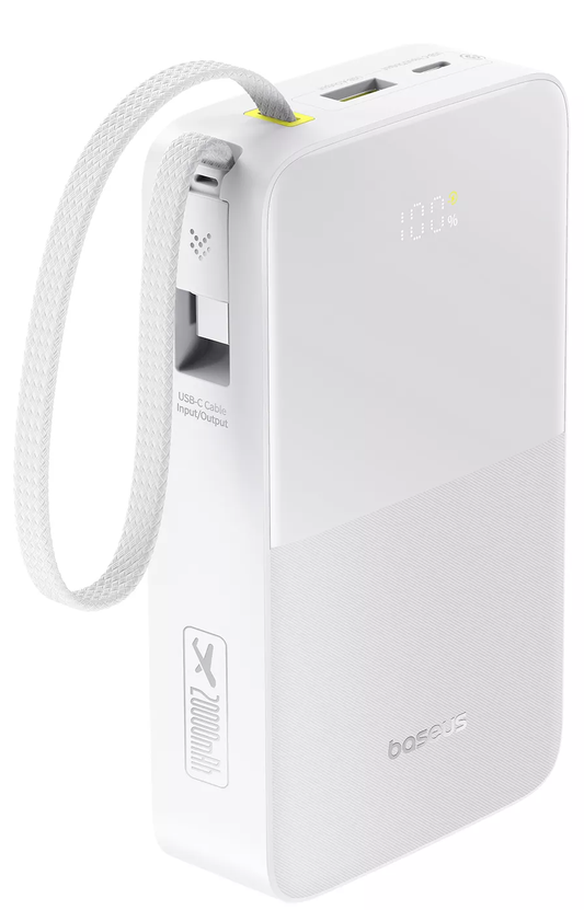 Baterie Externa Baseus EnerFill Bipow2 Pro, 20000mAh, 22.5W, QC + PD, 1 x USB-A - 2 x USB-C, Alba E0027700