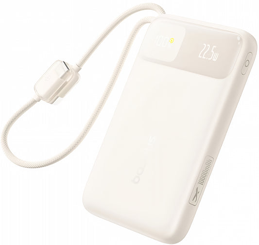 Baterie Externa Baseus EnerFill FC11, 10000mAh, 22.5W, QC + PD, 1 x Lightning - 1 x USB-A - 2 x USB-C, Bej E0027R05
