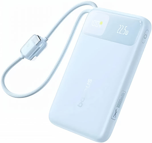 Baterie Externa Baseus EnerFill FC11, 10000mAh, 22.5W, QC + PD, 1 x Lightning - 1 x USB-A - 2 x USB-C, Albastra E0027R06