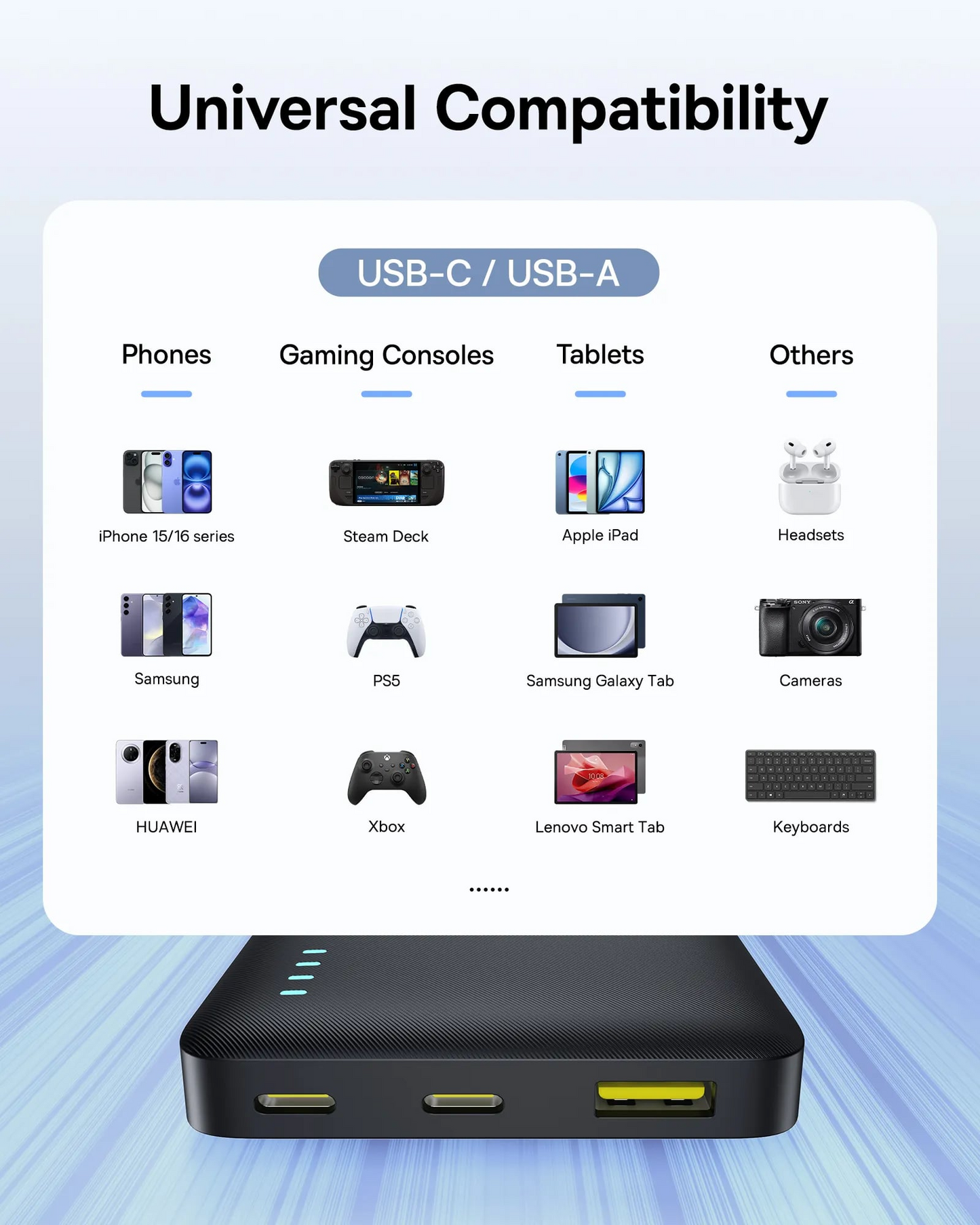 Baterie Externa Baseus EnerFill FP21, 10000mAh, 22.5W, QC + PD, 1 x USB-A - 2 x USB-C, Neagra P1008210D123-00