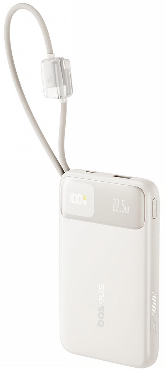 Baterie Externa Baseus EnerFill FC11, 10000mAh, 22.5W, QC + PD, 1 x Lightning - 1 x USB-A - 2 x USB-C, Bej E0027R05