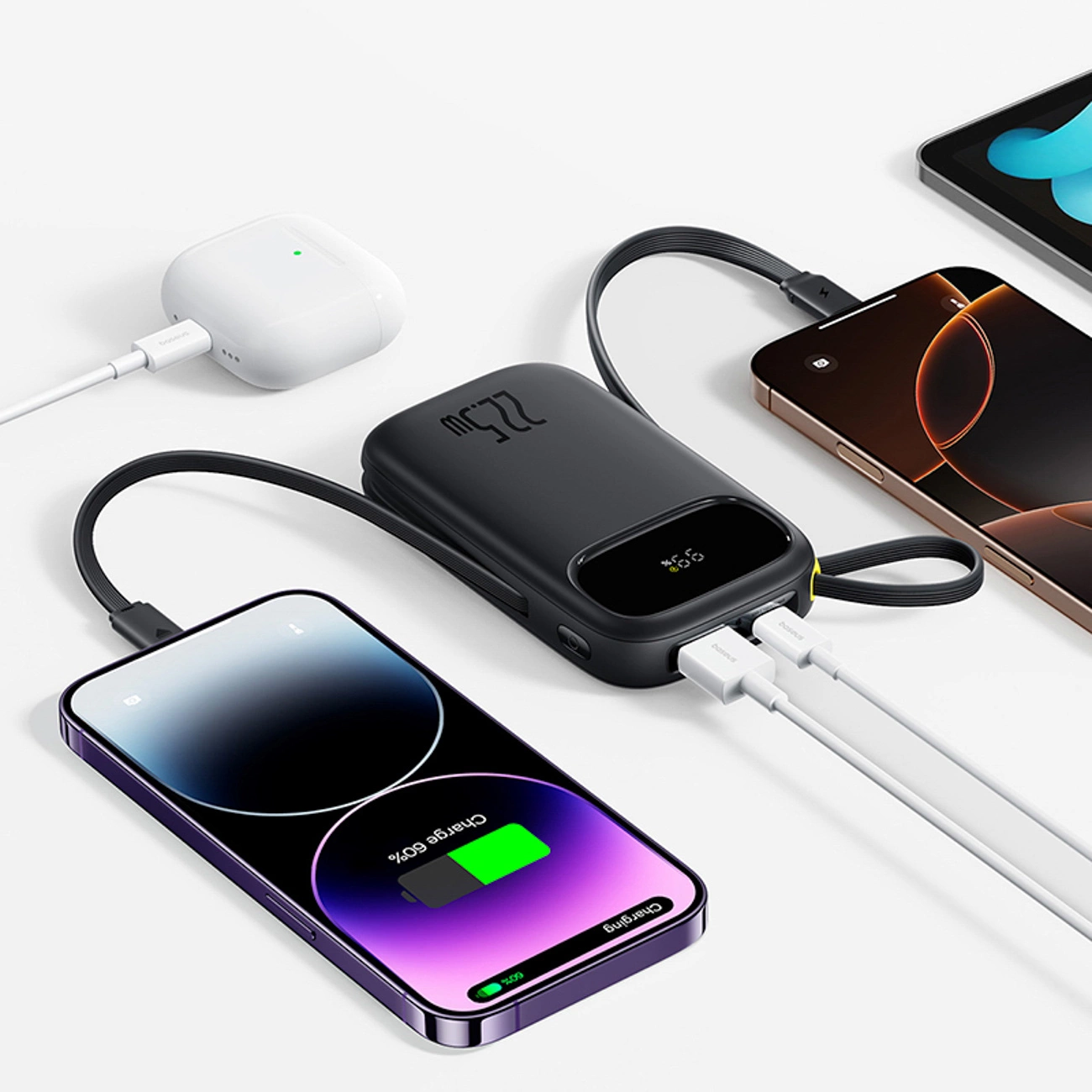 Baterie Externa Baseus EnerFill FC31, 10000mAh, 22.5W, QC + PD, 1 x Lightning - 1 x USB-A - 2 x USB-C, Neagra