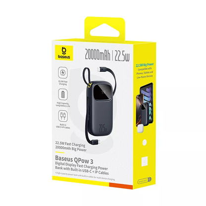 Baterie Externa Baseus EnerFill FC31, 20000mAh, 22.5W, QC + PD, 1 x Lightning - 1 x USB-A - 2 x USB-C, Neagra P10082107123-00