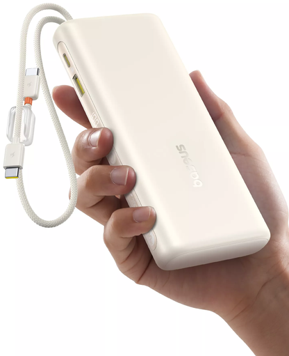 Baterie Externa Baseus EnerFill FC41, 20000mAh, 100W, QC + PD, 1 x USB-A - 3 x USB-C, Alba E0028N04