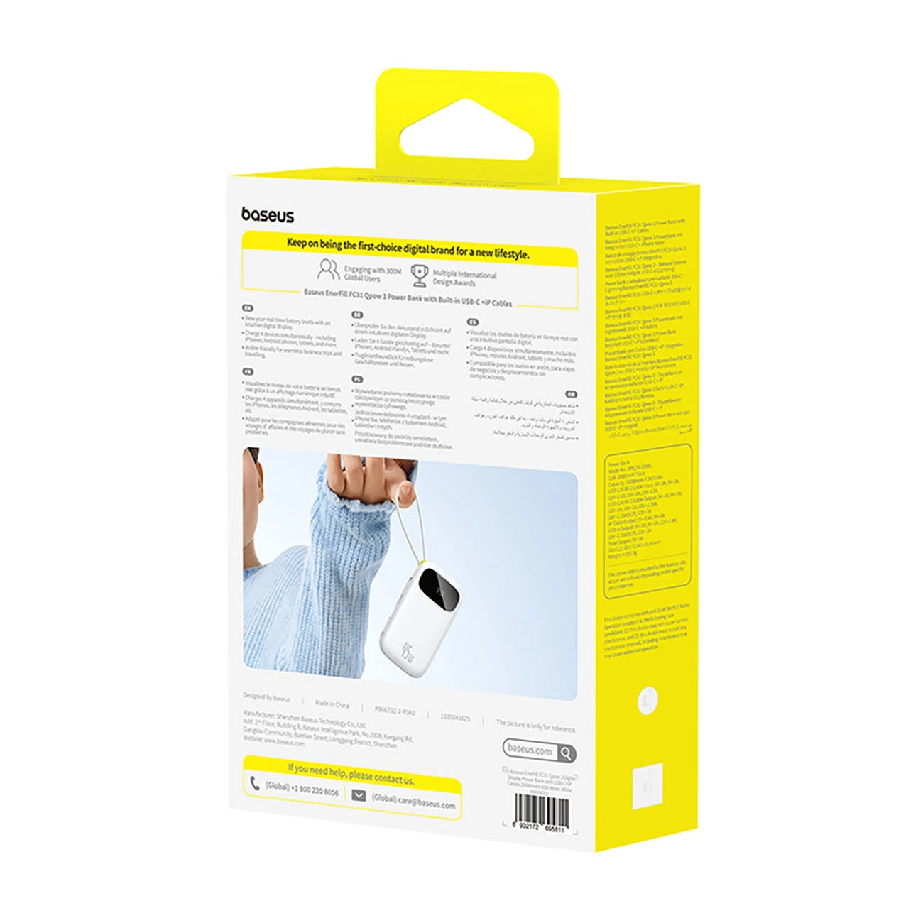 Baterie Externa Baseus EnerFill FC31, 20000mAh, 45W, QC + PD, 1 x Lightning - 1 x USB-A - 2 x USB-C, Alba E0028D01