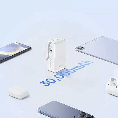 Baterie Externa Baseus EnerFill Bipow2 Pro, 30000mAh, 22.5W, QC + PD, 1 x USB-A - 2 x USB-C, Alba E0028101