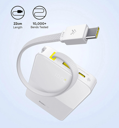 Baterie Externa Baseus EnerFill Bipow2 Pro, 10000mAh, 22.5W, QC + PD, 1 x USB-A - 2 x USB-C, Alba E0027601