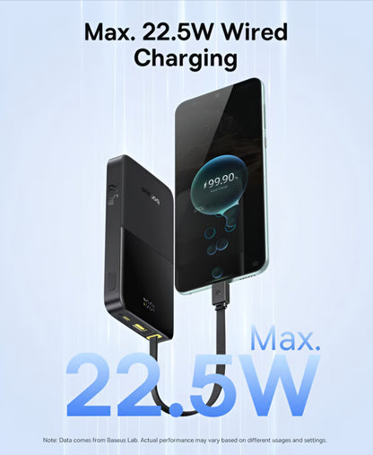 Baterie Externa Baseus EnerFill Bipow2 Pro, 10000mAh, 22.5W, QC + PD, 1 x USB-A - 2 x USB-C, Neagra E0027600