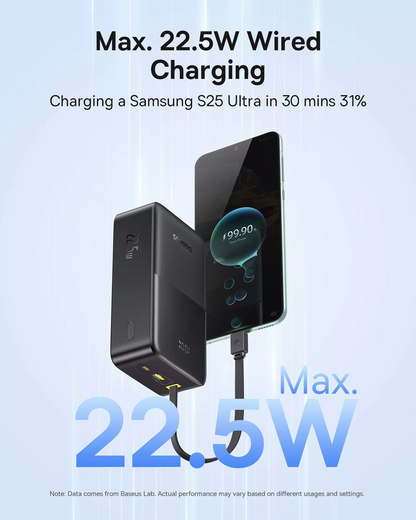 Baterie Externa Baseus EnerFill Bipow2 Pro, 30000mAh, 22.5W, QC + PD, 1 x USB-A - 2 x USB-C, Neagra E0028100