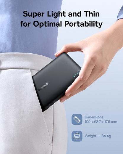 Baterie Externa Baseus EnerFill FP21, 10000mAh, 22.5W, QC + PD, 1 x USB-A - 2 x USB-C, Neagra P1008210D123-00