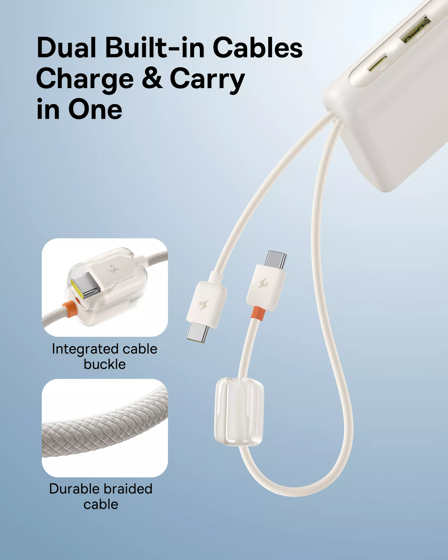 Baterie Externa Baseus EnerFill FC41, 20000mAh, 100W, QC + PD, 1 x USB-A - 3 x USB-C, Alba E0028N04