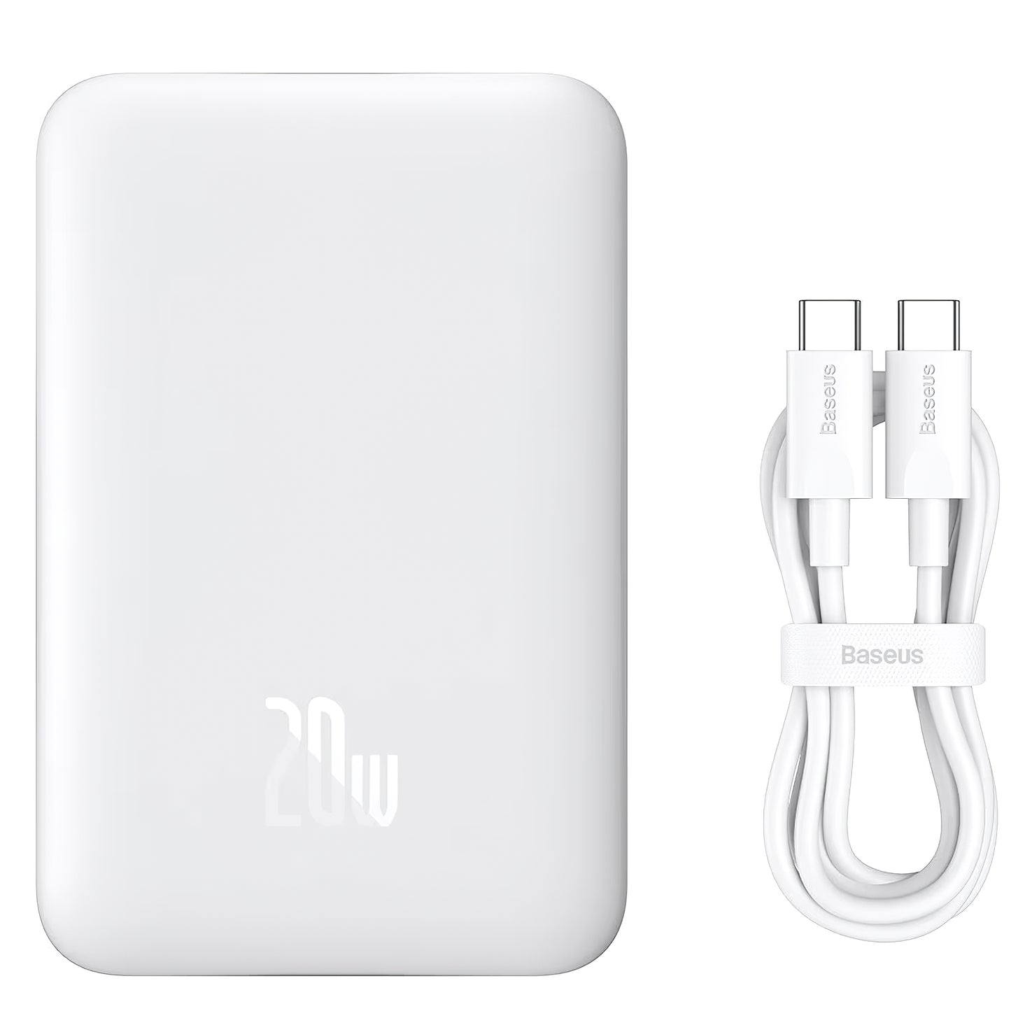 Baterie Externa Baseus Magnetic Mini, 10000mAh, 20W, PD + FQI, 1 x USB-C, Alba P10059001223-00