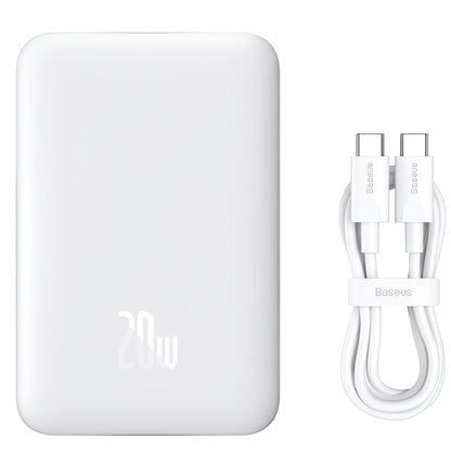 Baterie Externa Baseus Magnetic Mini, 10000mAh, 20W, PD + FQI, 1 x USB-C, Alba P10059001223-00