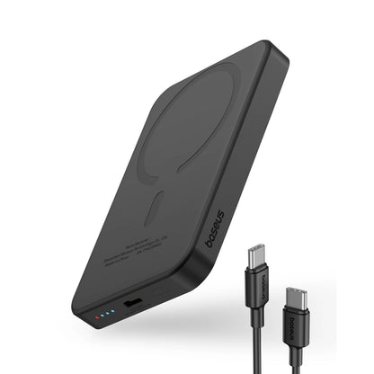 Baterie Externa Wireless Baseus Magnetic Mini, 5000mAh, 20W, PD + FQI, 1 x QI - 1 x USB-C, Neagra P10022107113-00