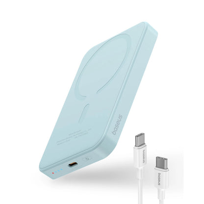 Baterie Externa Wireless Baseus Magnetic Mini, 5000mAh, 20W, PD + FQI, 1 x QI - 1 x USB-C, Albastra P10022107313-00