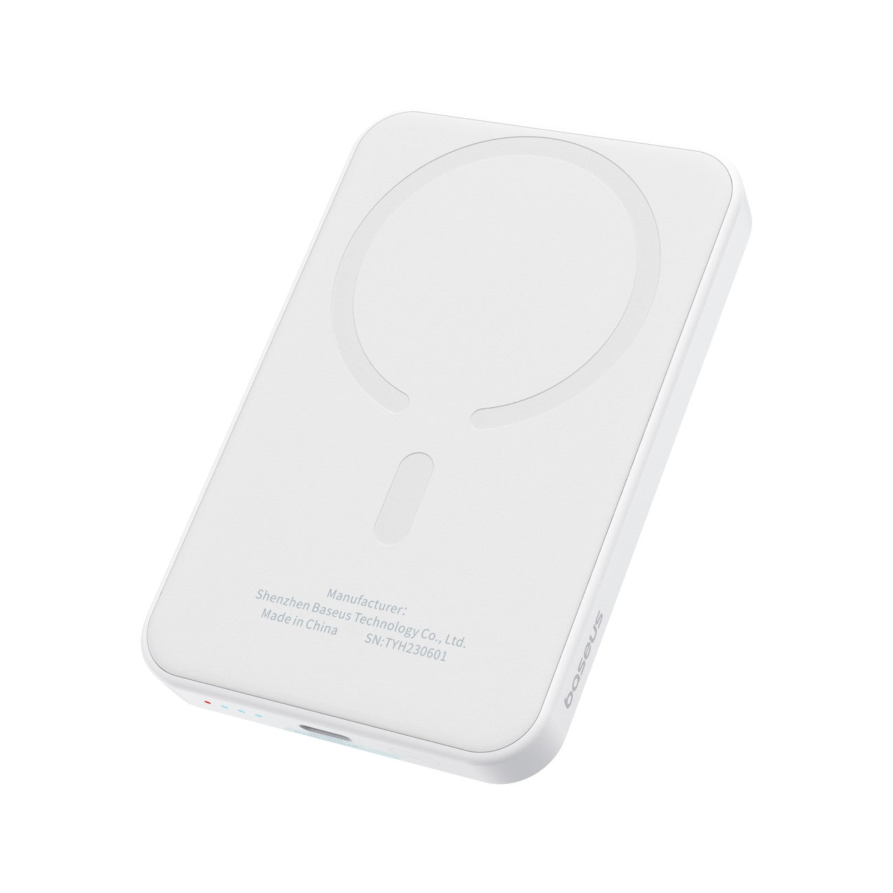 Baterie Externa Wireless Baseus Magnetic Mini, 5000mAh, 20W, PD + FQI, 1 x QI - 1 x USB-C, Alba P10022107223-00