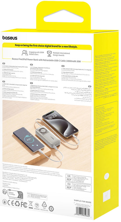Baterie Externa Baseus OS Free2Pull, 10000mAh, 30W, PD, 2 x USB-C, Gri P10073701843-00