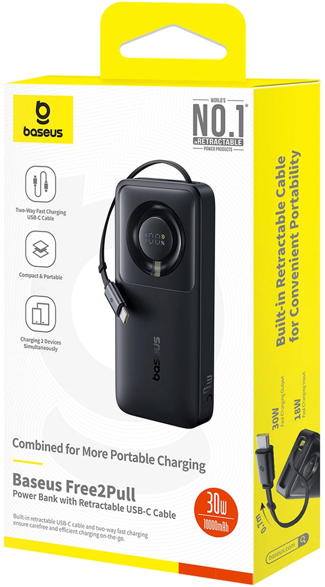 Baterie Externa Baseus OS Free2Pull, 10000mAh, 30W, PD, 2 x USB-C, Neagra P10073701123-00