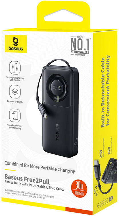 Baterie Externa Baseus OS Free2Pull, 10000mAh, 30W, PD, 2 x USB-C, Neagra P10073701123-00