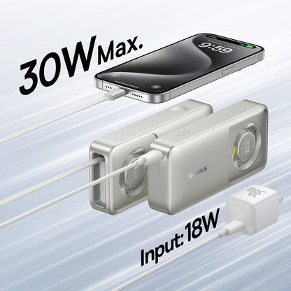 Baterie Externa Baseus OS Free2Pull, 10000mAh, 30W, PD, 2 x USB-C, Gri P10073701843-00