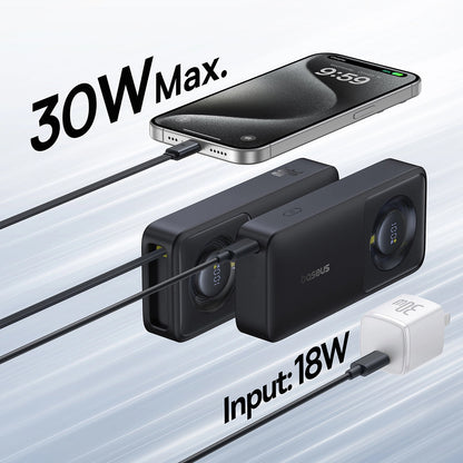 Baterie Externa Baseus OS Free2Pull, 10000mAh, 30W, PD, 2 x USB-C, Neagra P10073701123-00