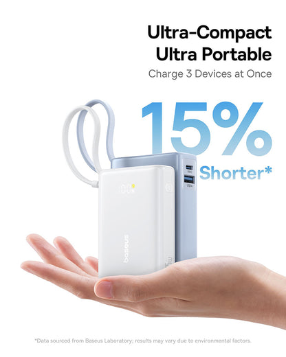 Baterie Externa Baseus PicoGo, 10000mAh, 45W, QC + PD, 1 x USB-A - 2 x USB-C, Alba P10076803213-00