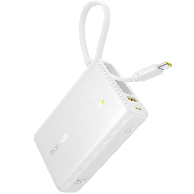 Baterie Externa Baseus PicoGo, 10000mAh, 45W, QC + PD, 1 x USB-A - 2 x USB-C, Alba P10076803213-00